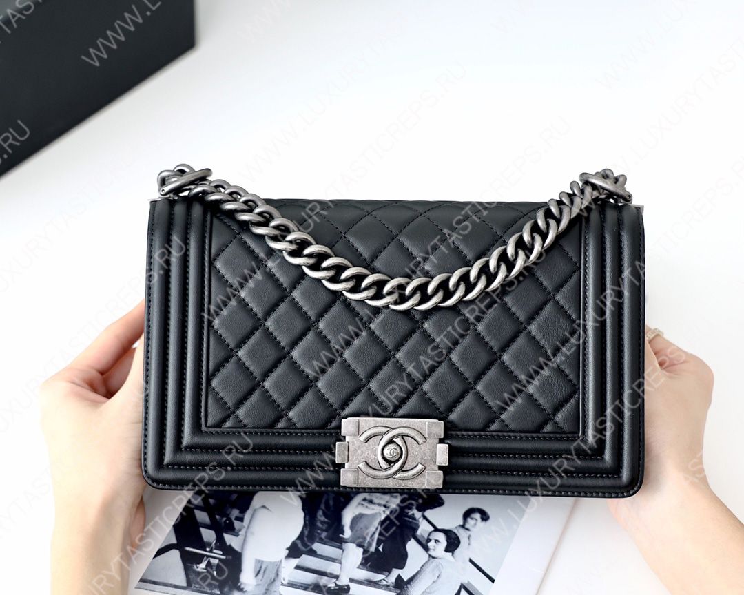 Ch*el boy handbag black a67086