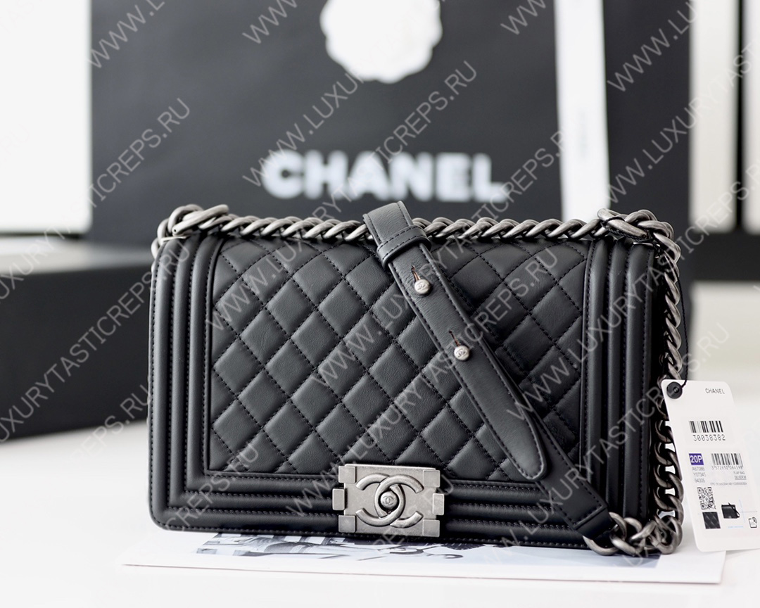Ch*el boy handbag black a67086