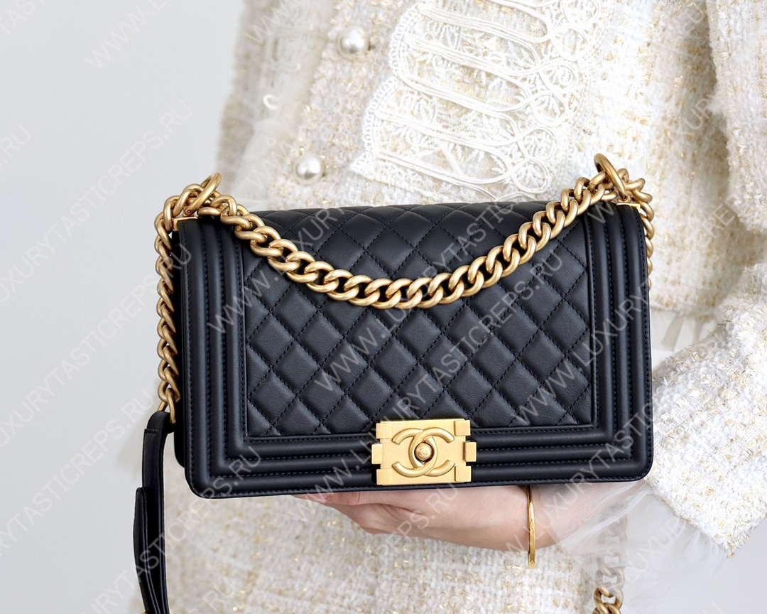 Ch*el boy handbag black a67086