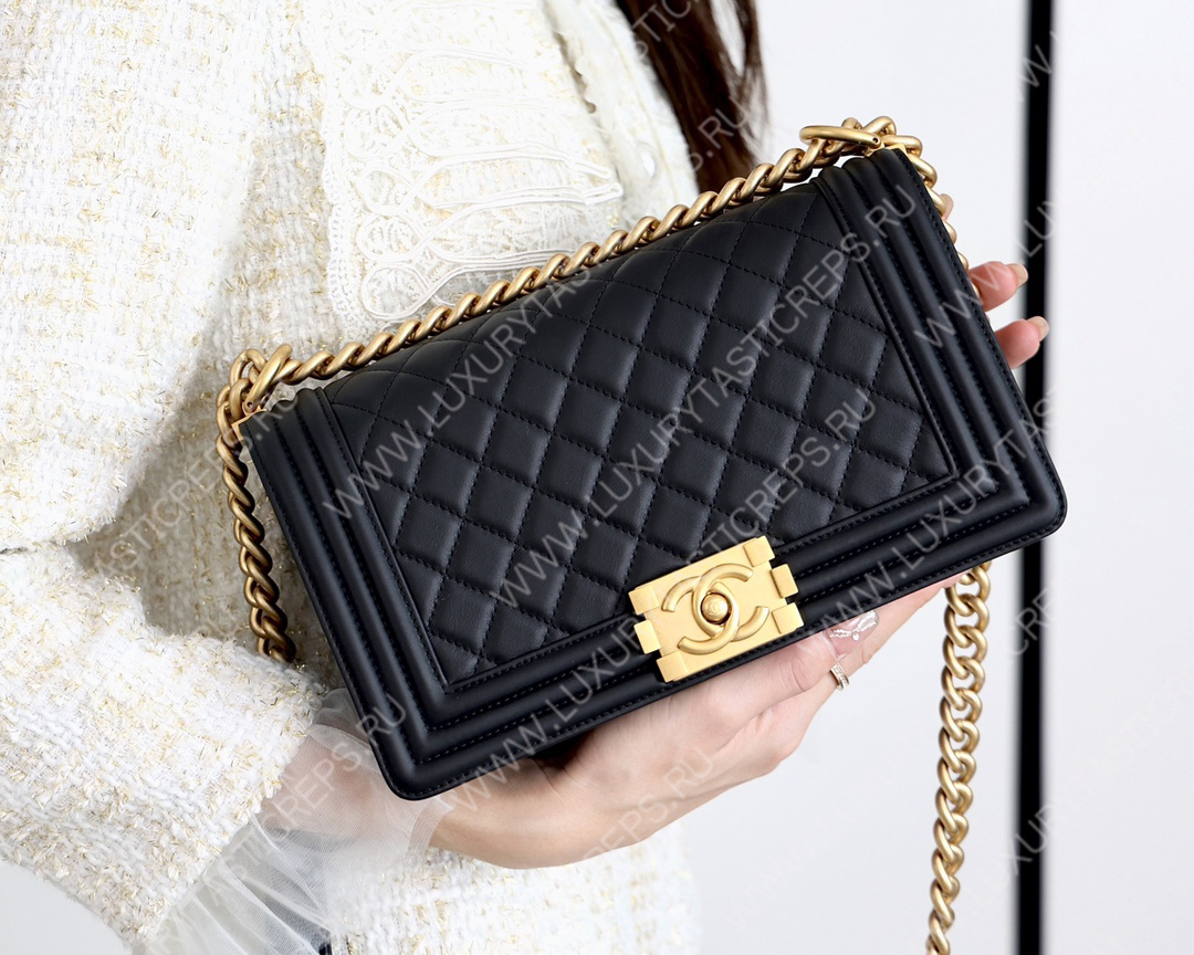 Ch*el boy handbag black a67086