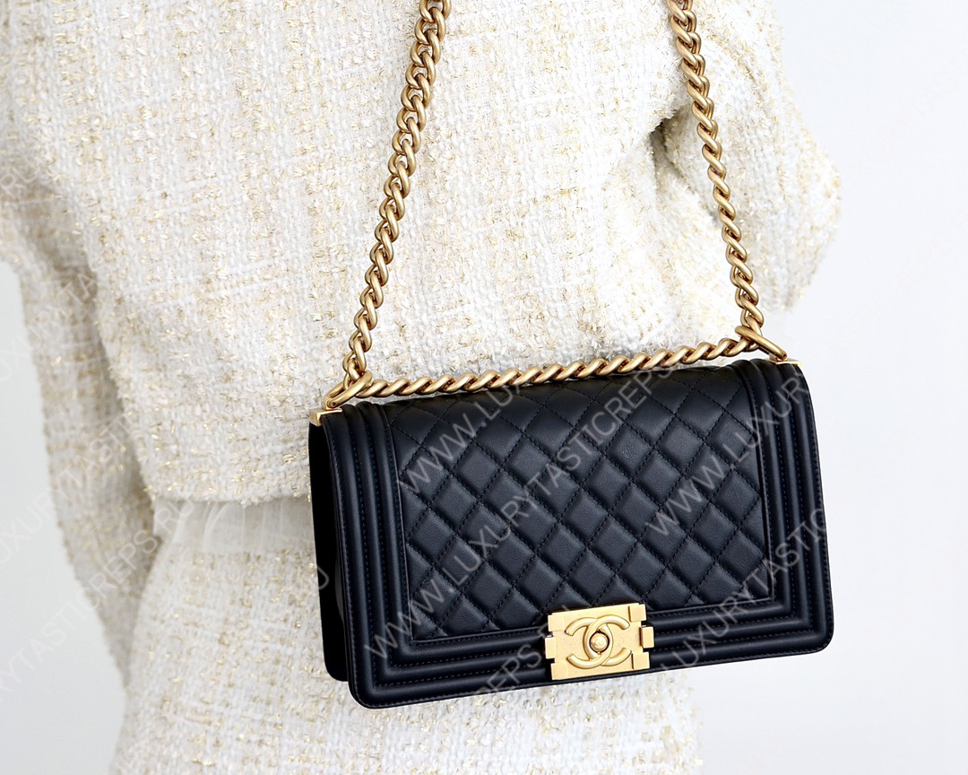 Ch*el boy handbag black a67086