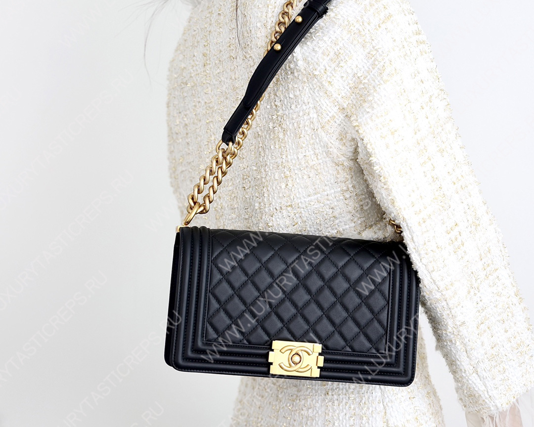 Ch*el boy handbag black a67086