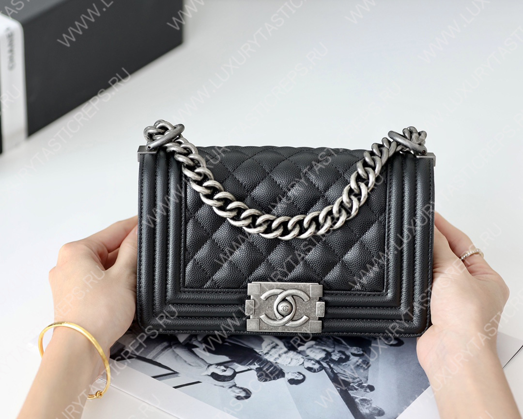 Ch*el boy handbag black a67086