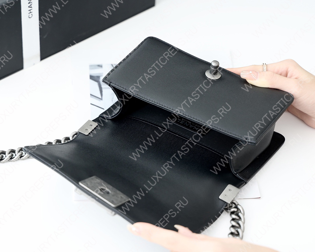 Ch*el boy handbag black a67086