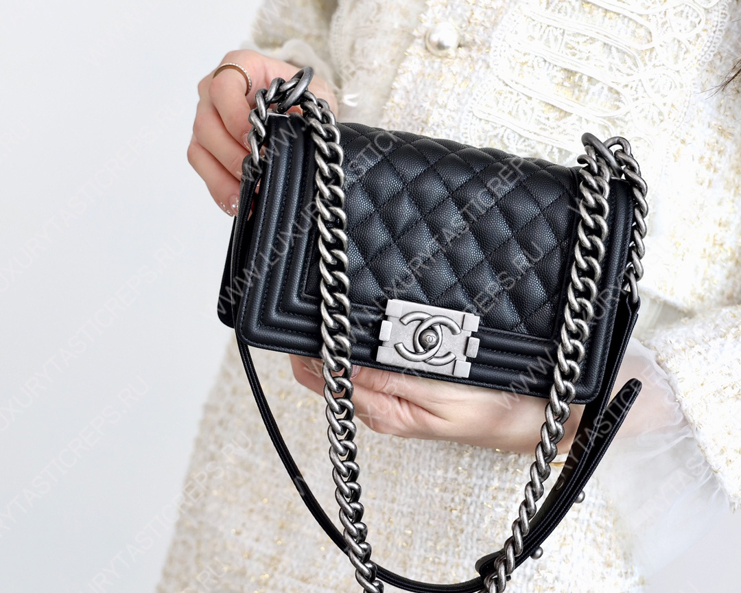 Ch*el boy handbag black a67086