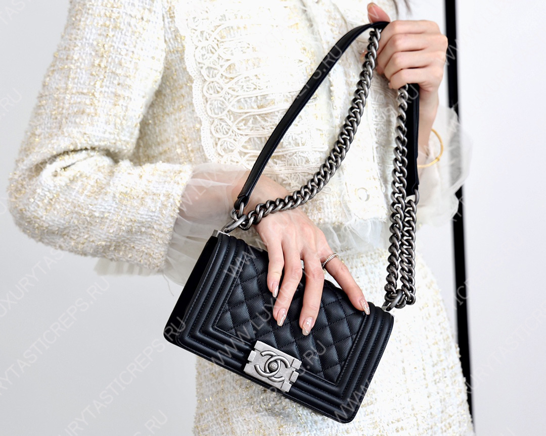 Ch*el boy handbag black a67086