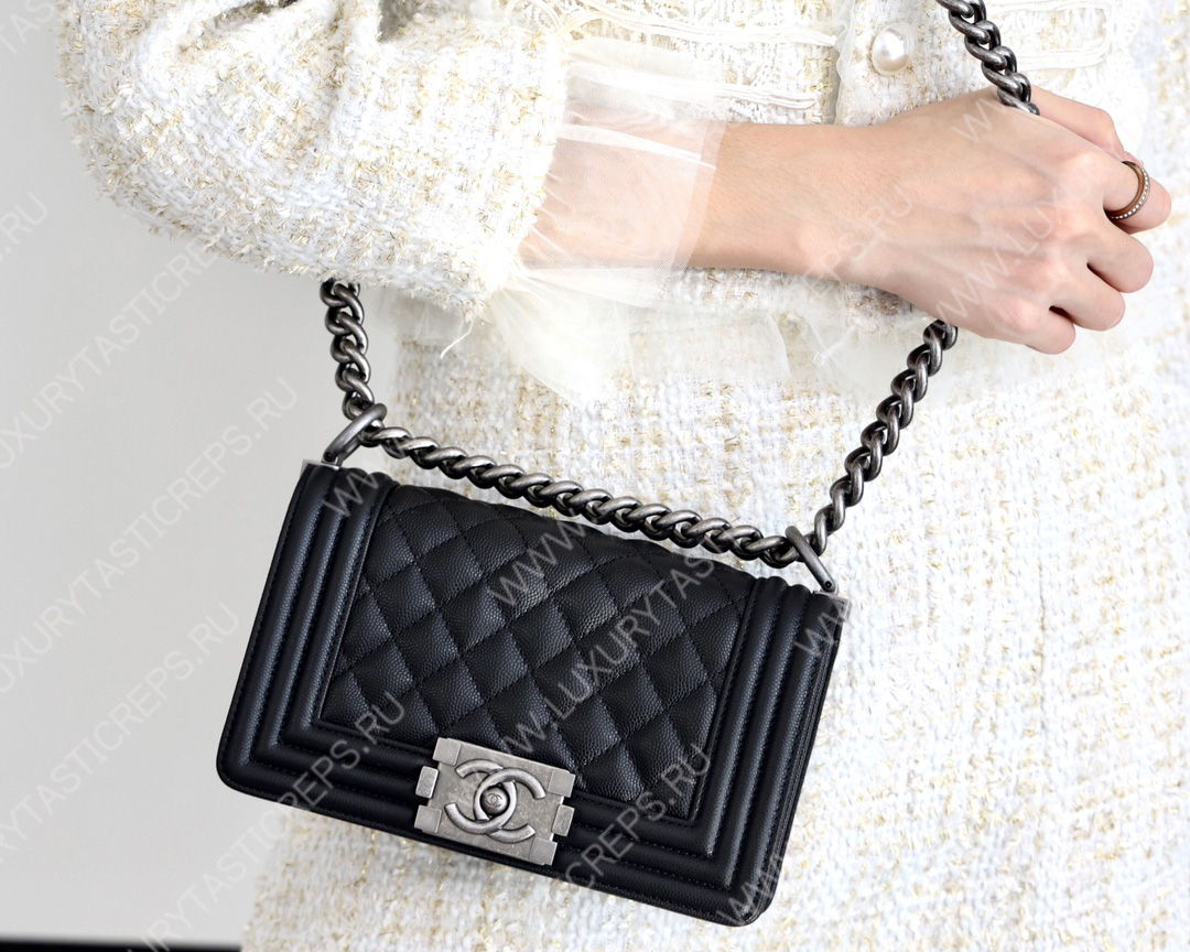 Ch*el boy handbag black a67086