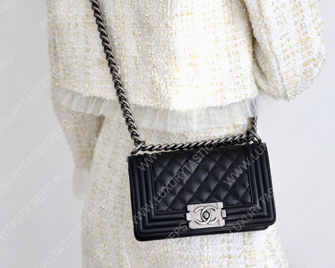 Ch*el boy handbag black a67086