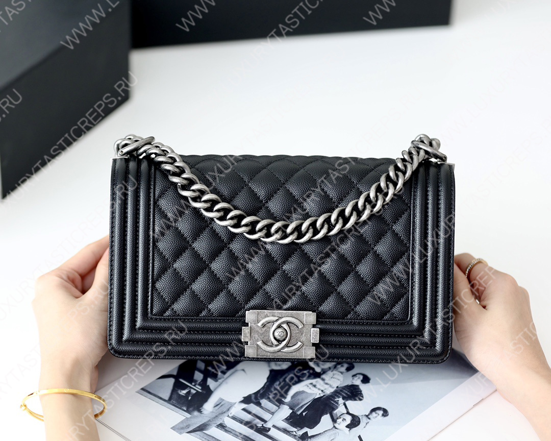 Ch*el boy handbag black a67086