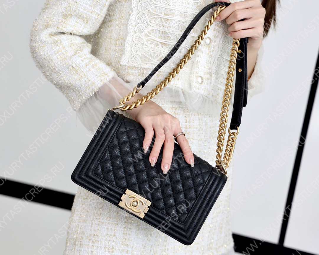 Ch*el boy handbag black a67086