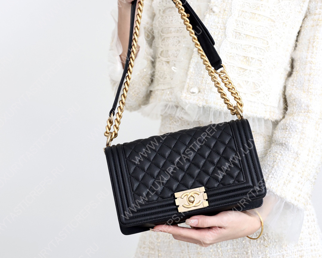 Ch*el boy handbag black a67086
