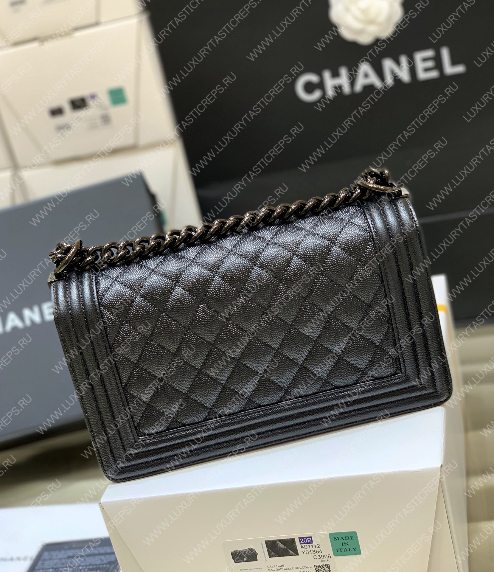 Ch*el boy handbag black a67086
