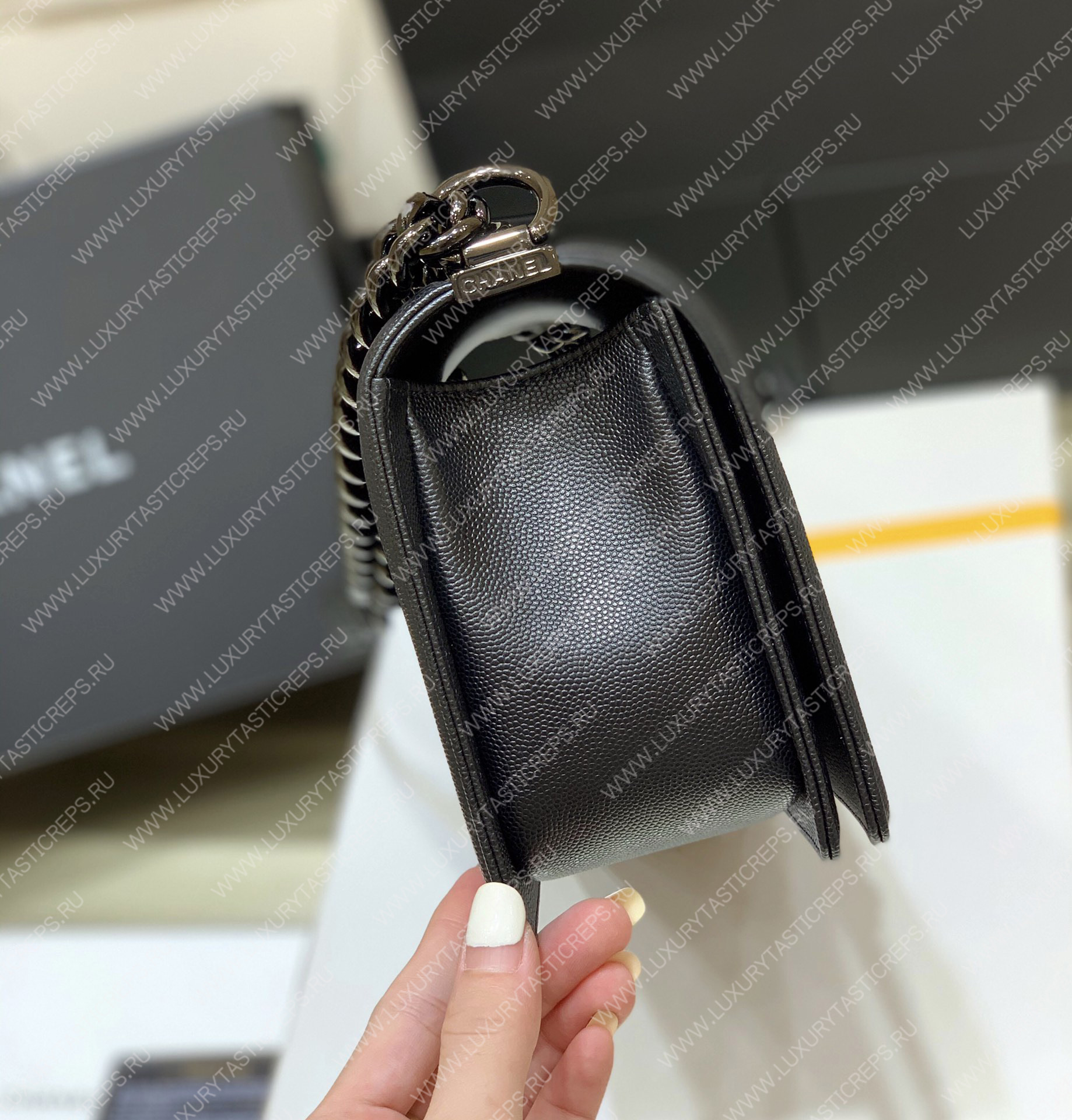Ch*el boy handbag black a67086