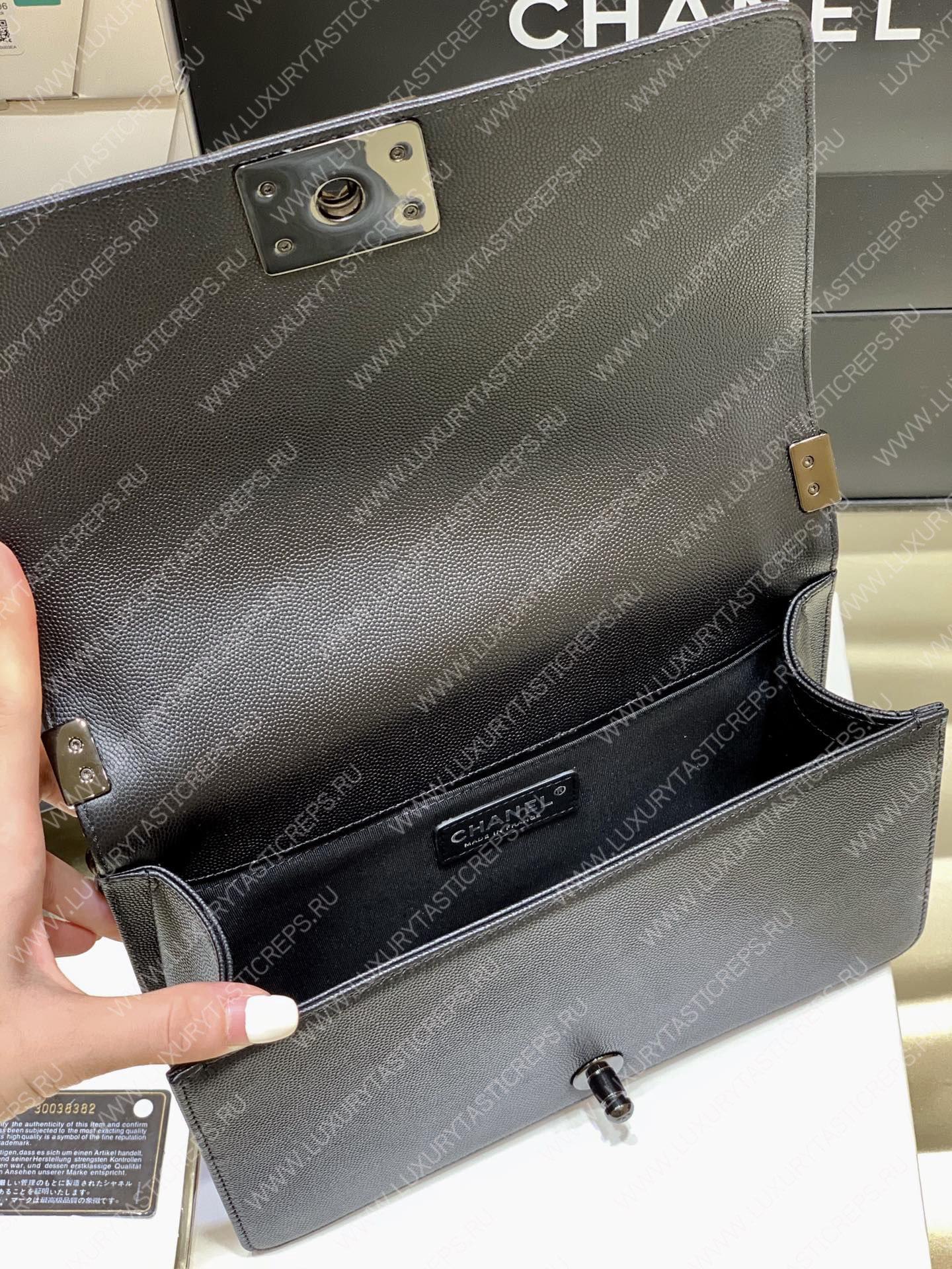 Ch*el boy handbag black a67086