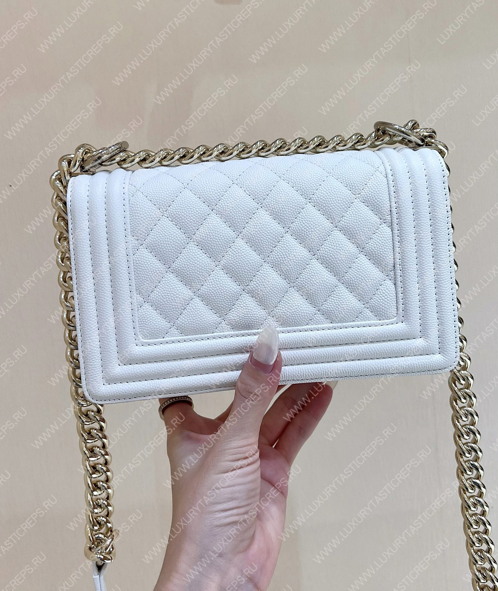 Ch*el small boy handbag white a67085