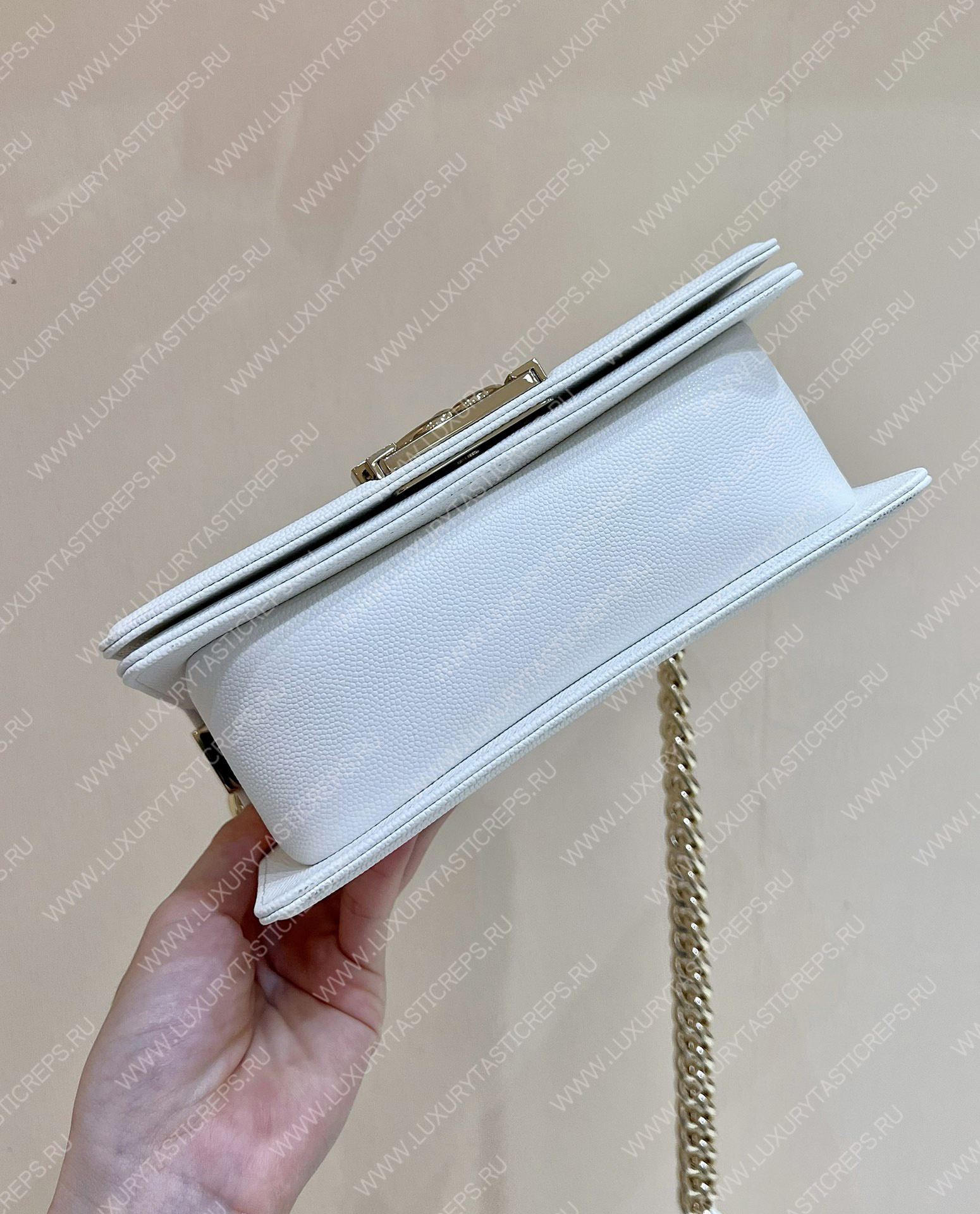 Ch*el small boy handbag white a67085