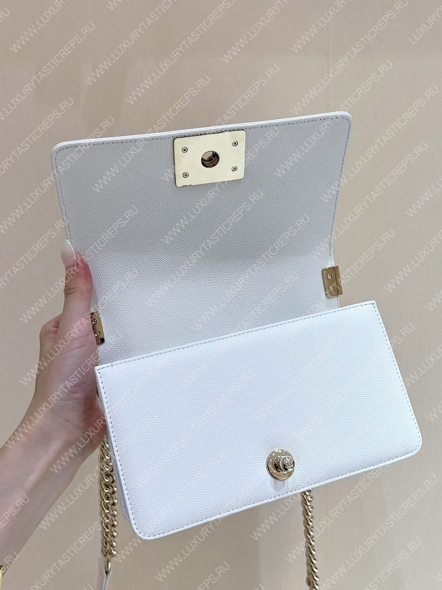 Ch*el small boy handbag white a67085