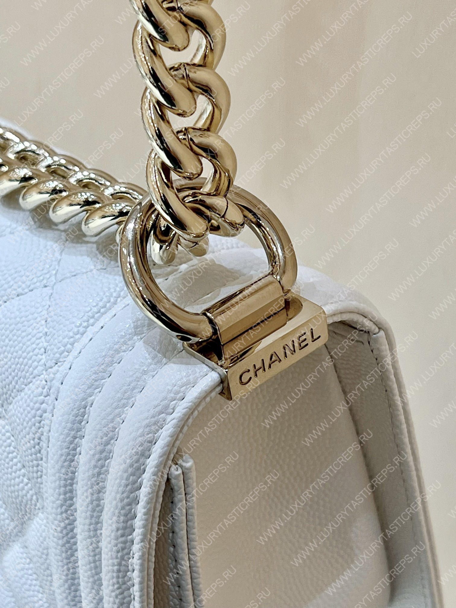 Ch*el small boy handbag white a67085