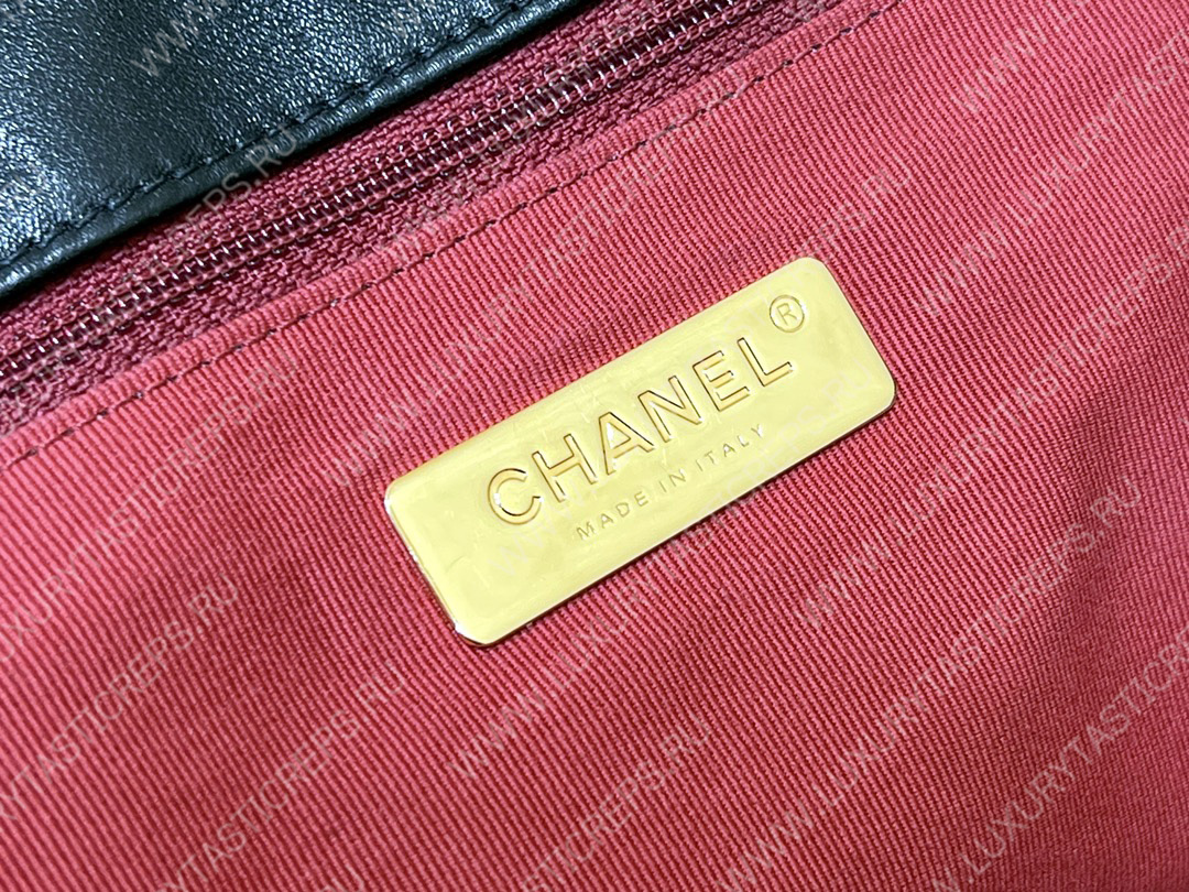 Ch*el 19 shopping bag black as3660