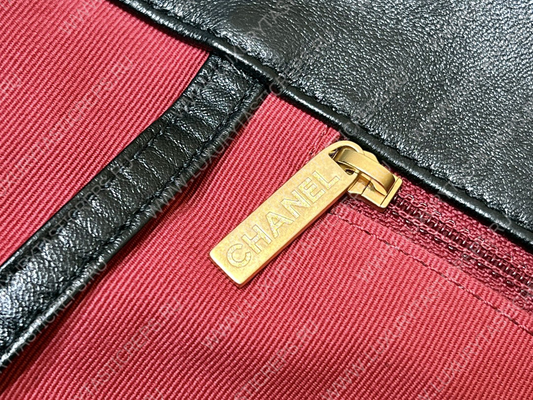 Ch*el 19 shopping bag black as3660