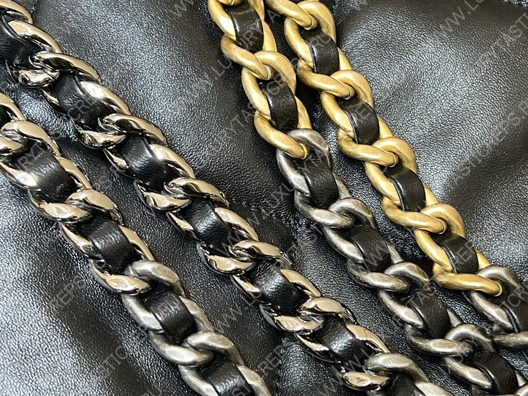 Ch*el 19 shopping bag black as3660