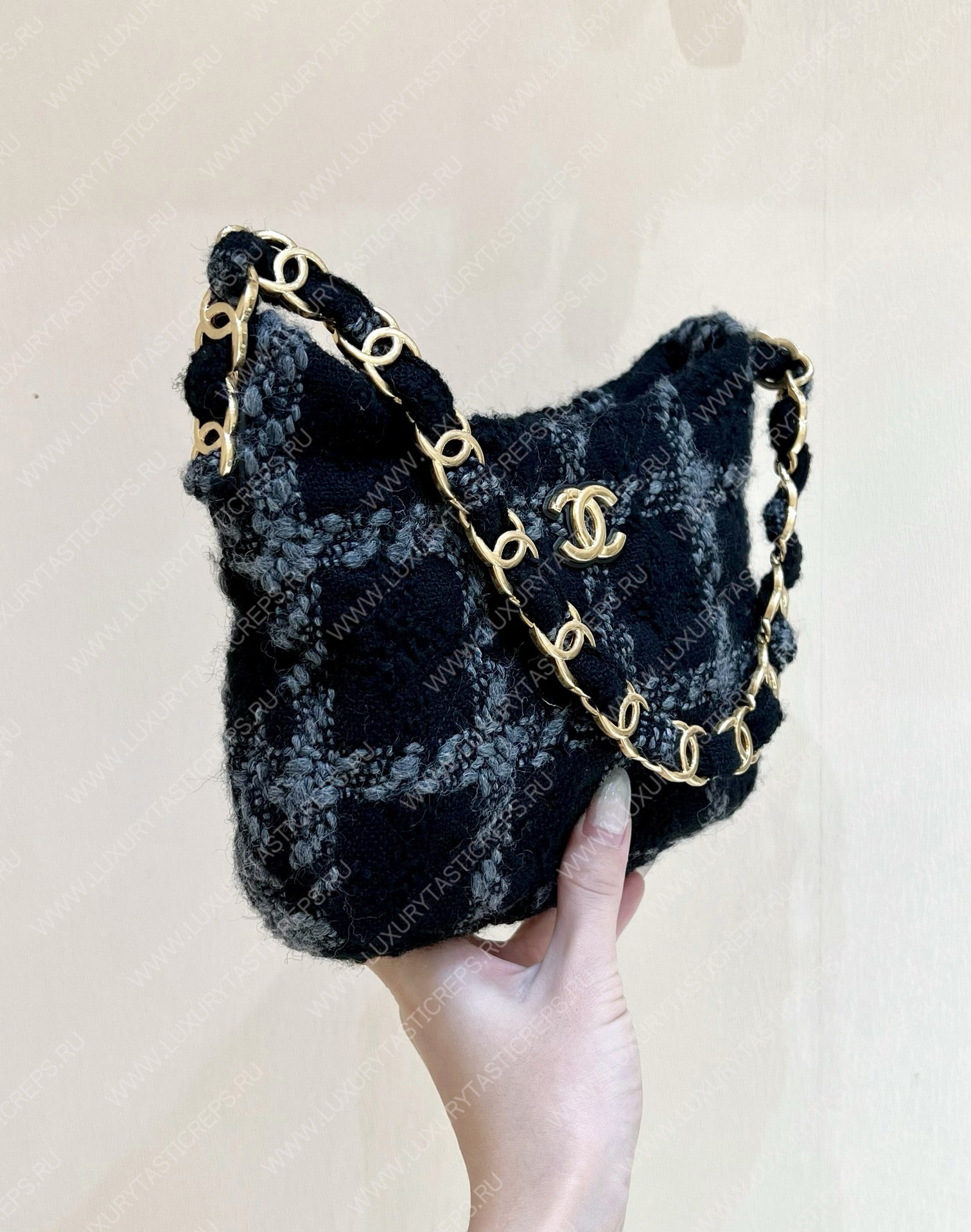 Ch*el hobo handbag black as3562