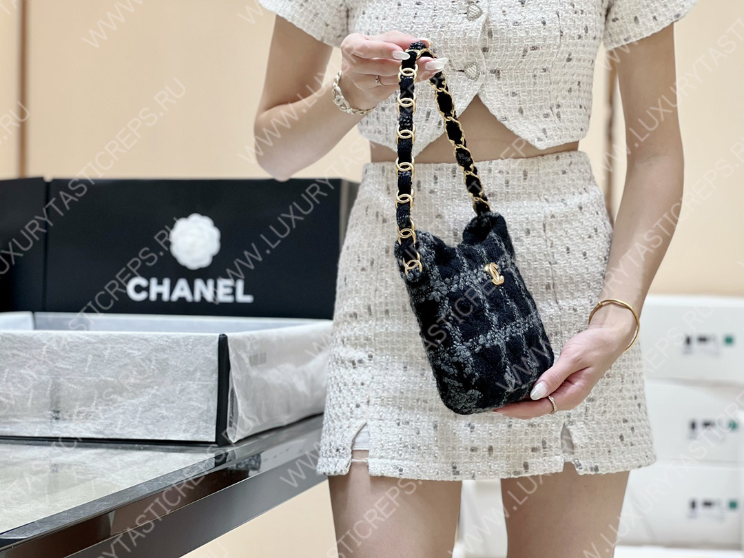 Ch*el hobo handbag black as3562