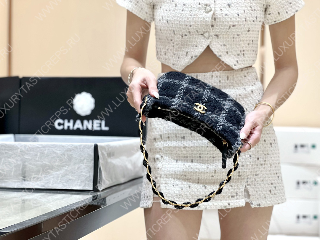 Ch*el hobo handbag black as3562