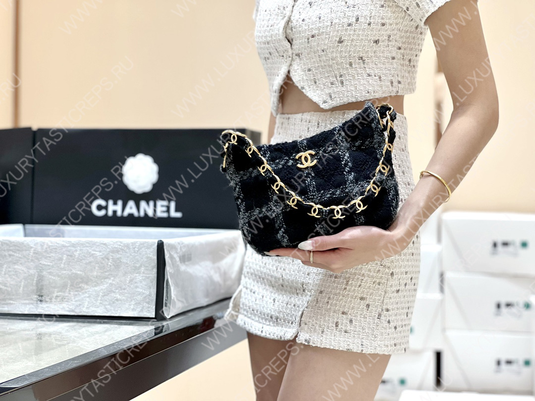 Ch*el hobo handbag black as3562