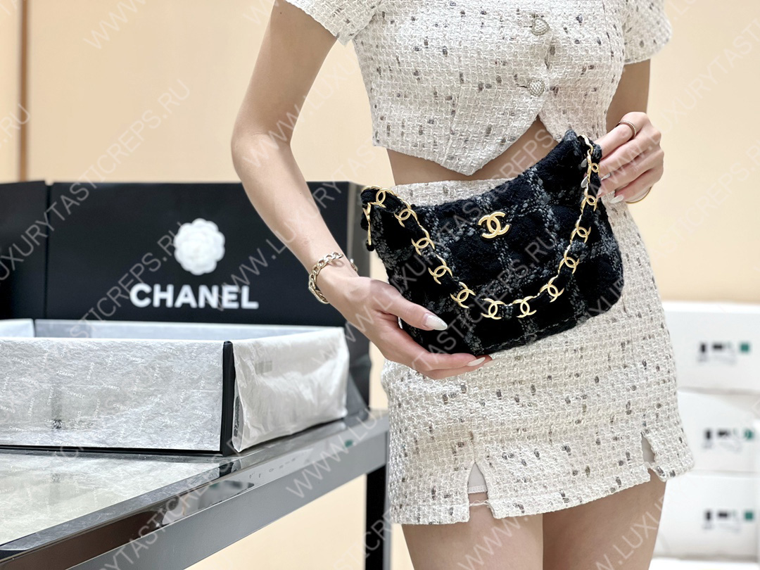 Ch*el hobo handbag black as3562