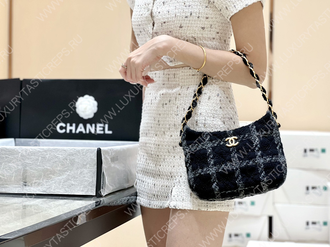 Ch*el hobo handbag black as3562