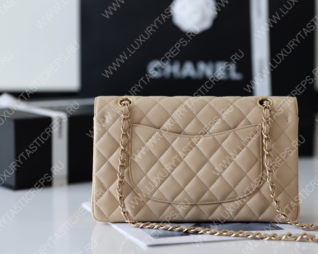 Ch*el classic medium flap bag beige a01112