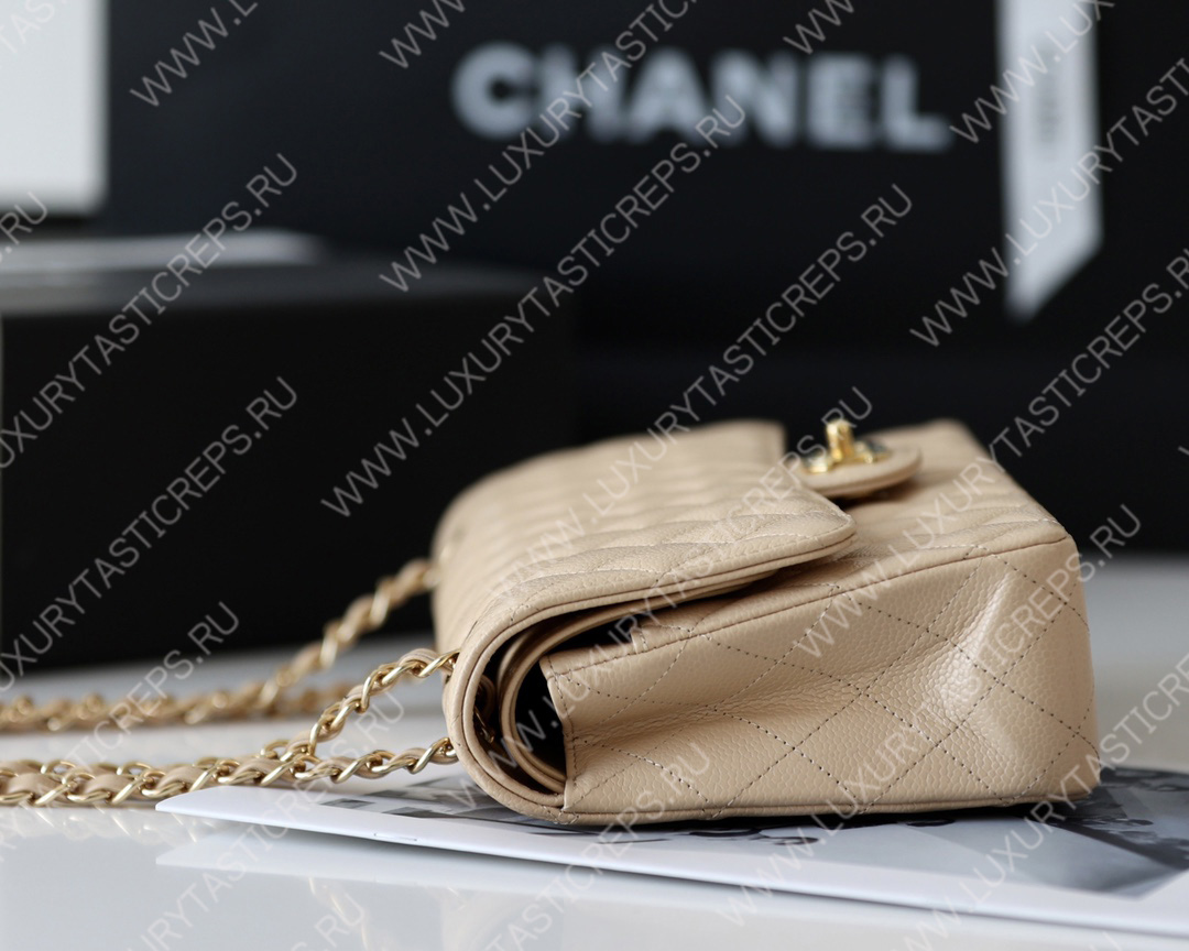Ch*el classic medium flap bag beige a01112