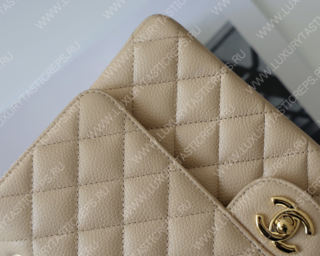Ch*el classic medium flap bag beige a01112