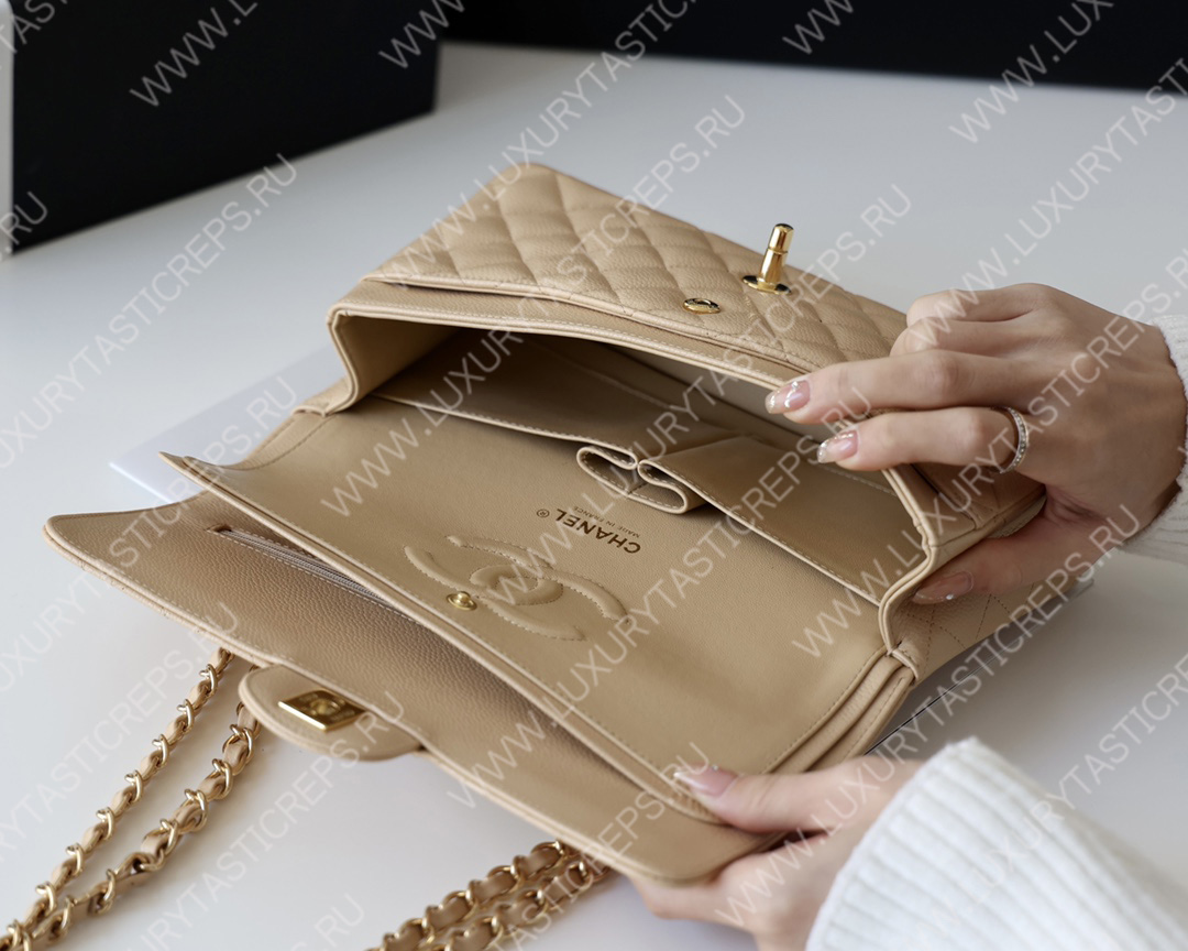 Ch*el classic medium flap bag beige a01112