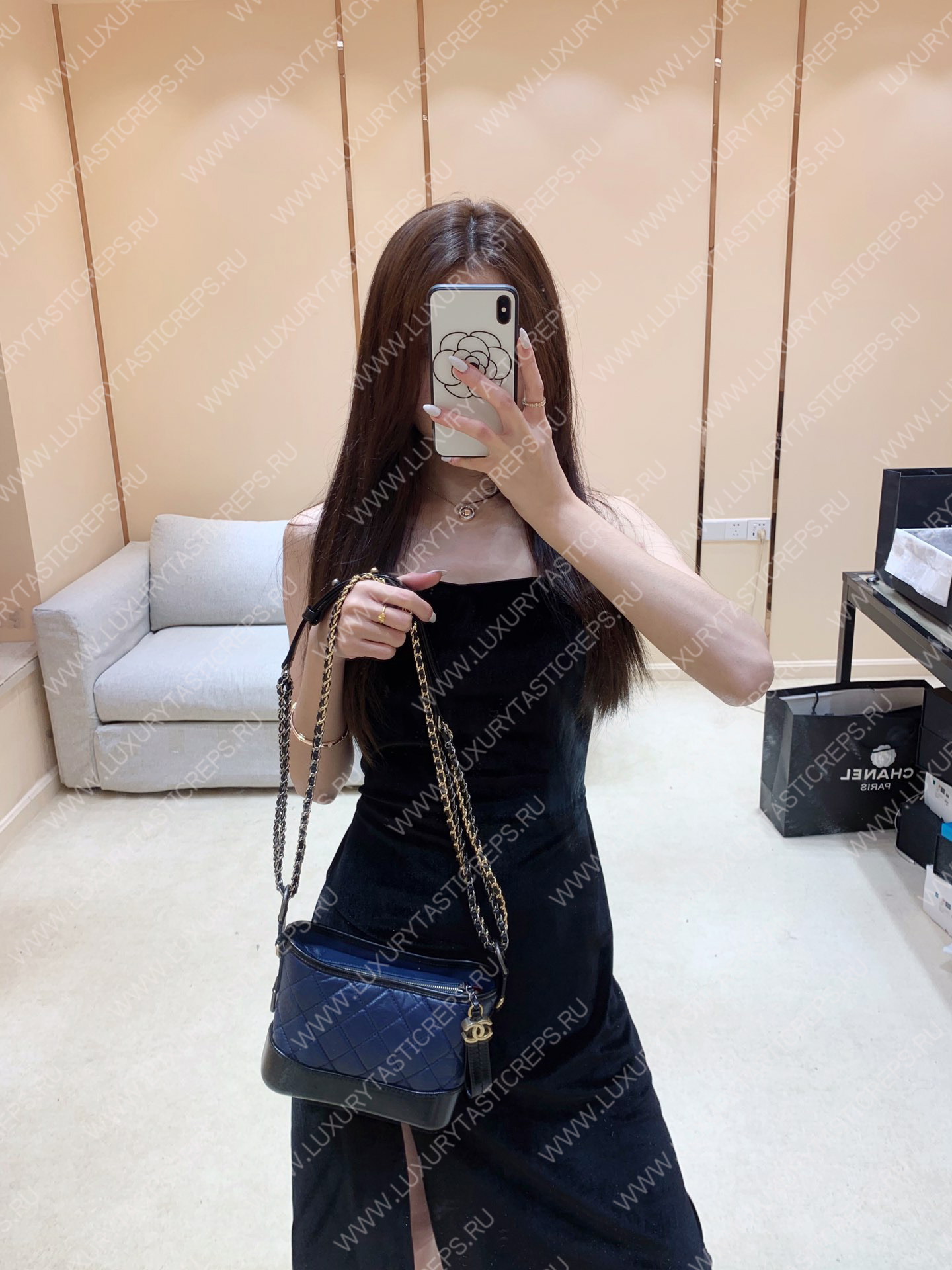 Ch*el gabrielle hobo bag blue a91810