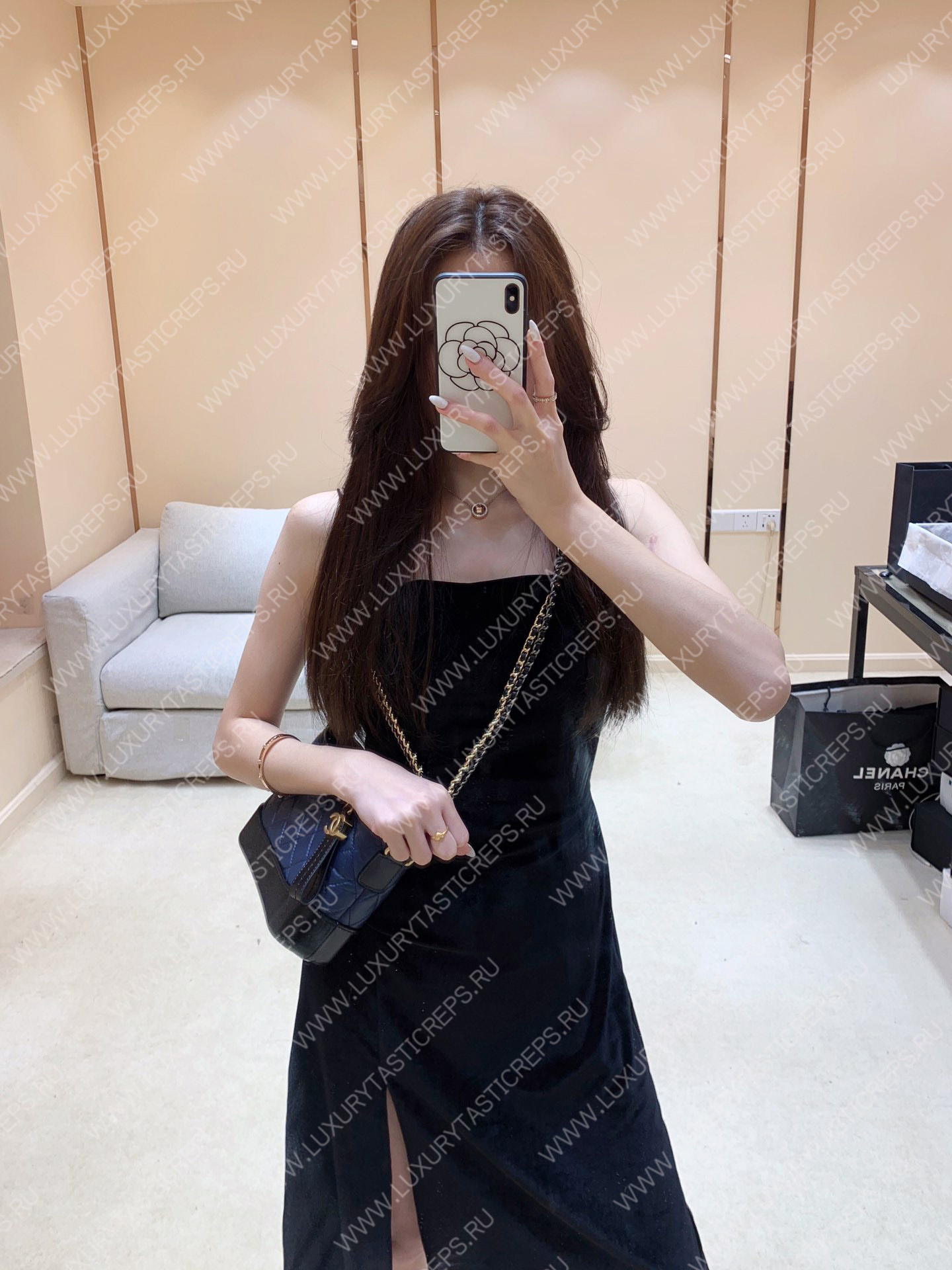 Ch*el gabrielle hobo bag blue a91810