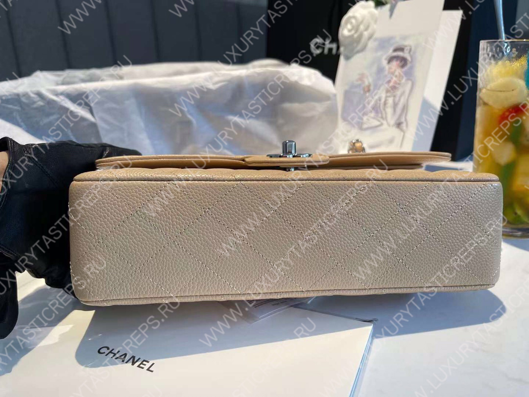 Ch*el classic flap bag beige a01112