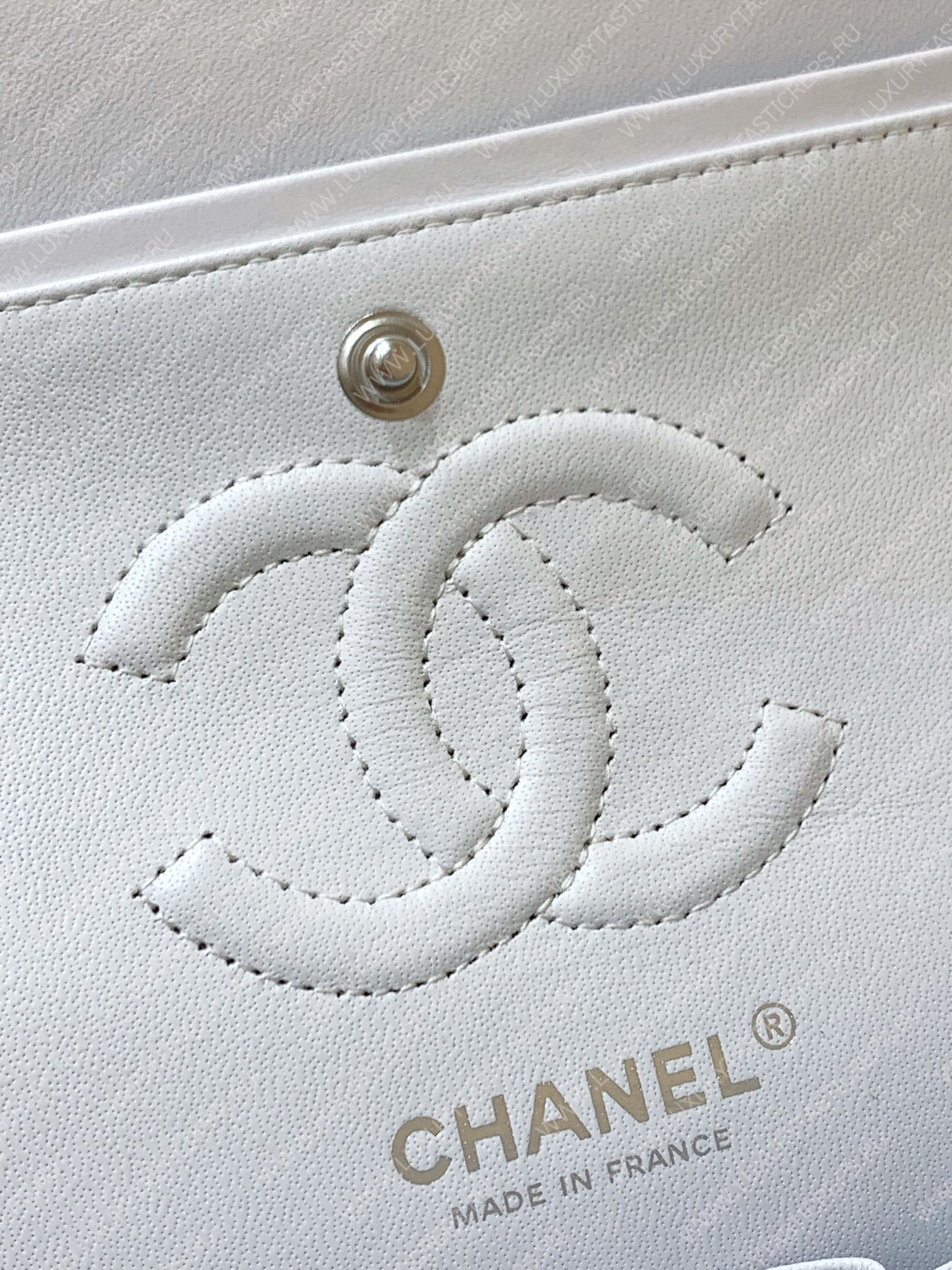 Ch*el small classic handbag bag white a01113