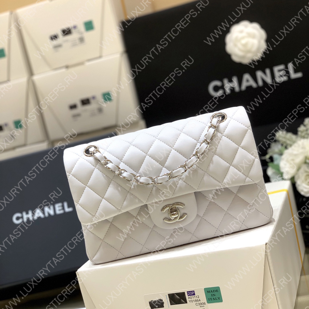 Ch*el small classic handbag bag white a01113