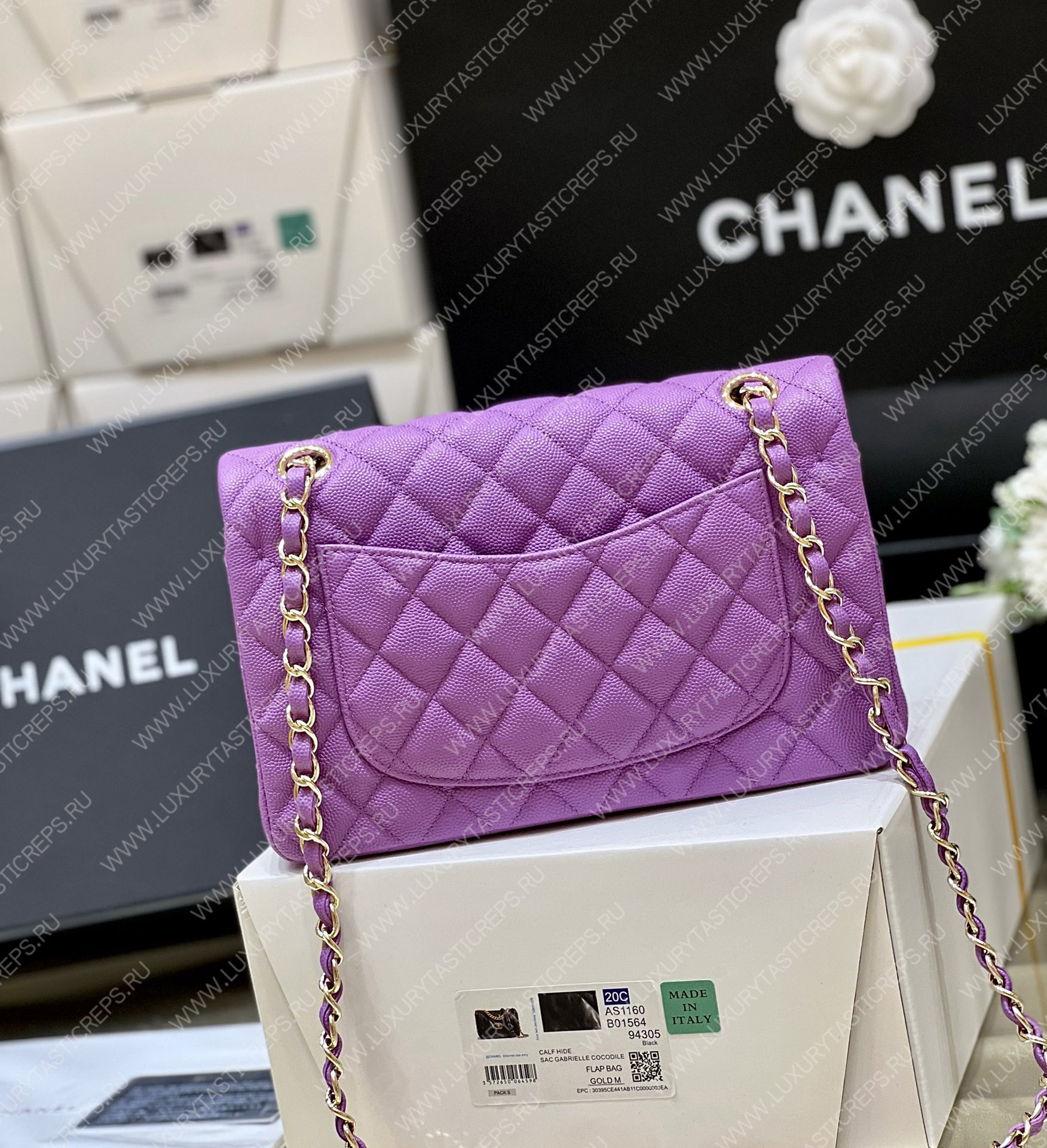 Ch*el small classic handbag bag purple a01113
