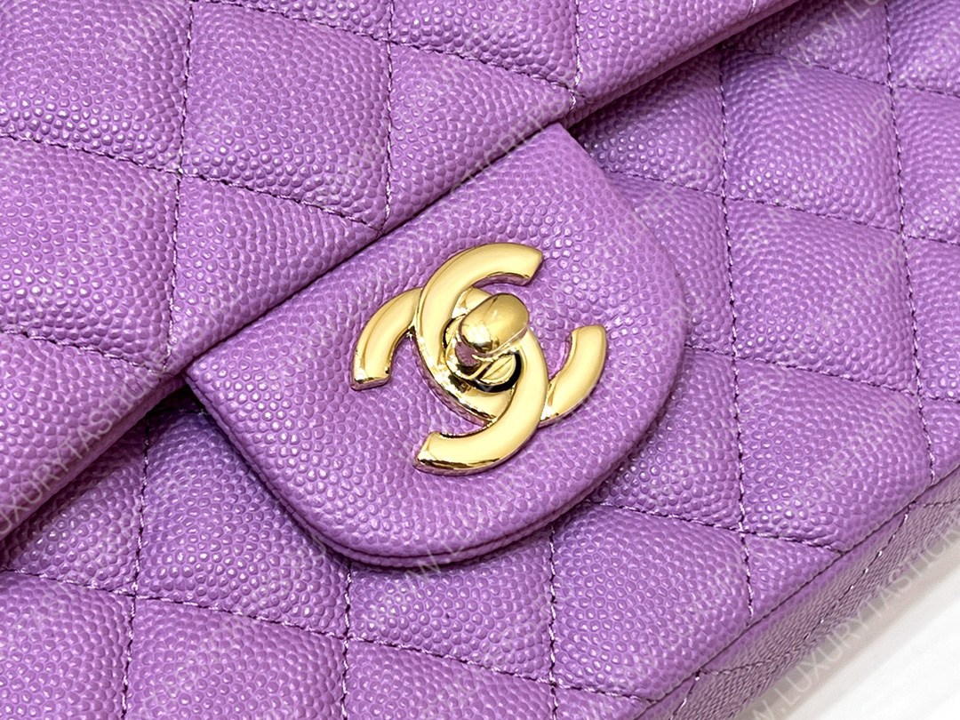 Ch*el small classic handbag bag purple a01113