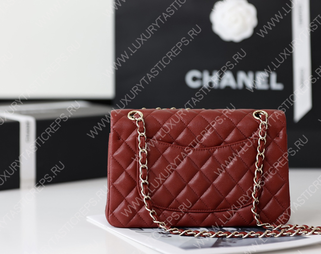 Ch*el small classic handbag bag burgundy a01113
