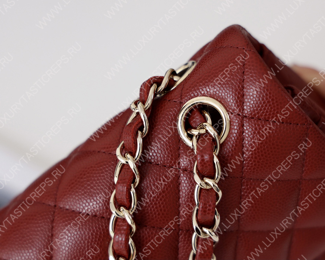 Ch*el small classic handbag bag burgundy a01113