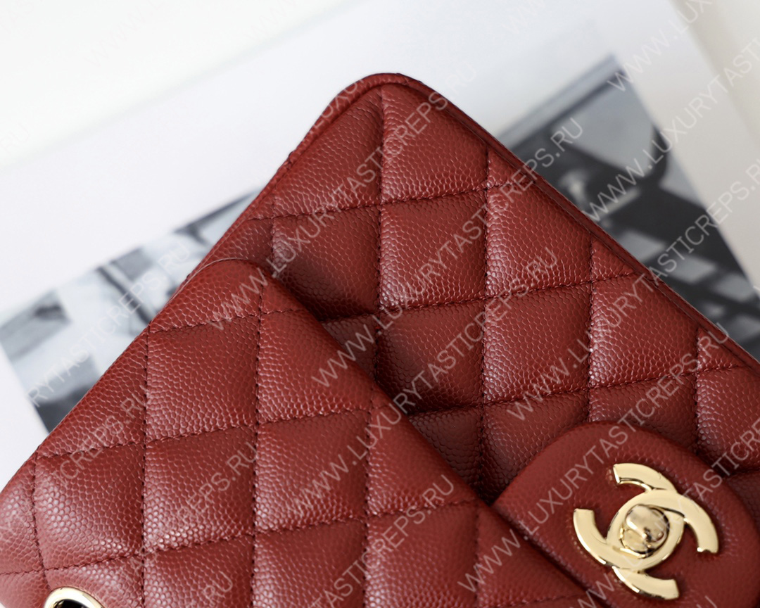 Ch*el small classic handbag bag burgundy a01113