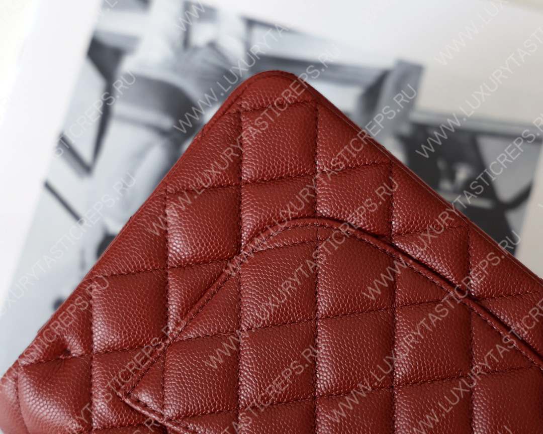 Ch*el small classic handbag bag burgundy a01113