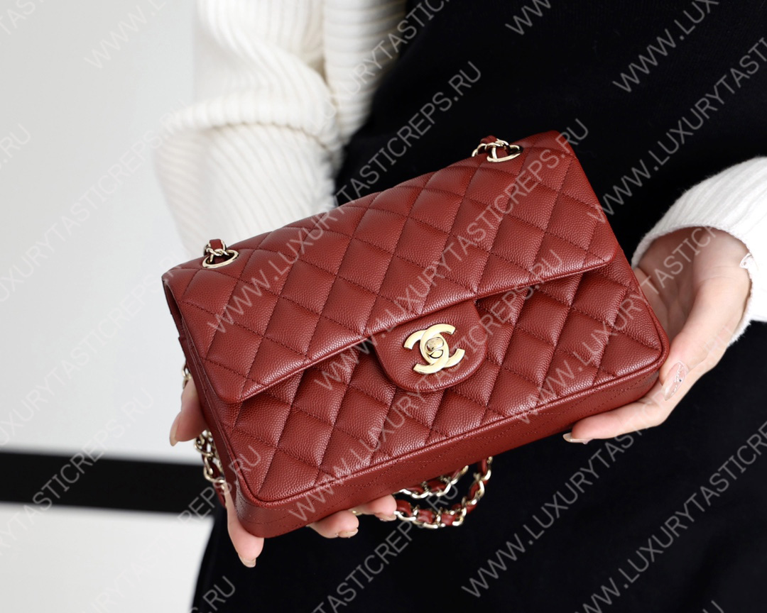Ch*el small classic handbag bag burgundy a01113