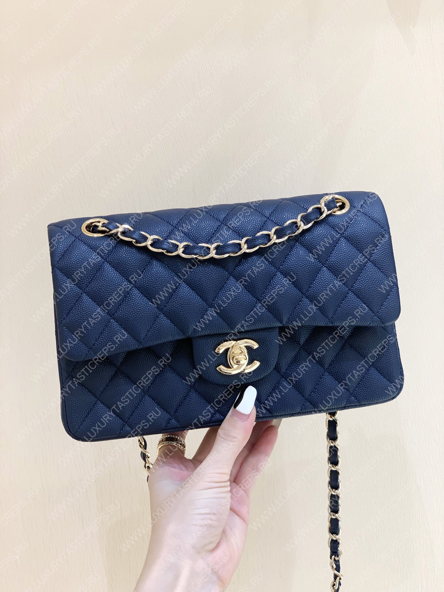 Ch*el small classic handbag bag navy blue a01113