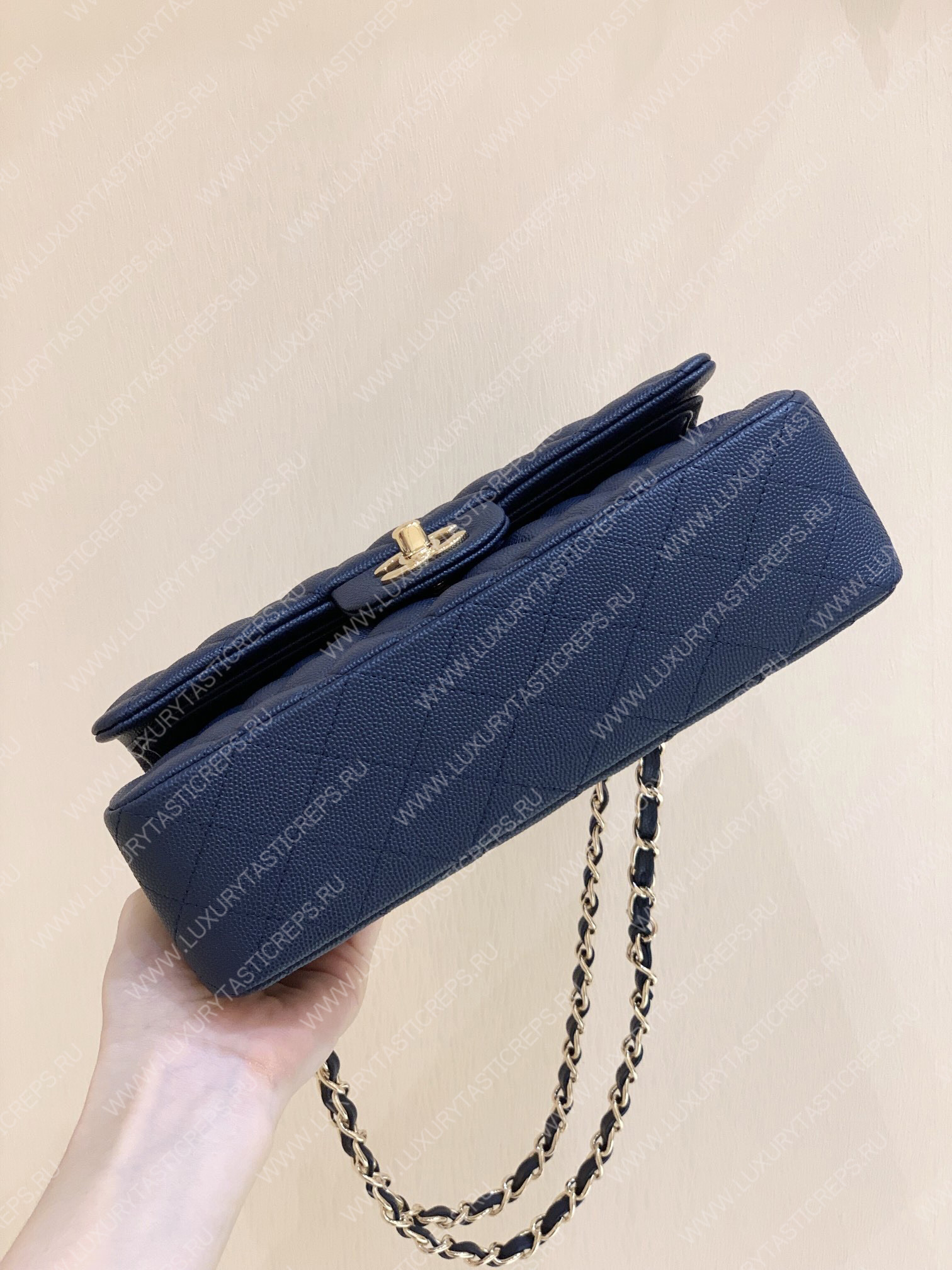 Ch*el small classic handbag bag navy blue a01113