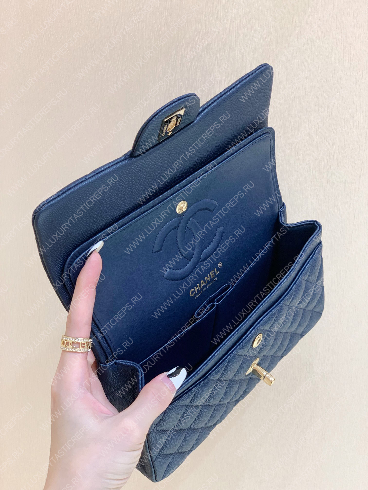 Ch*el small classic handbag bag navy blue a01113